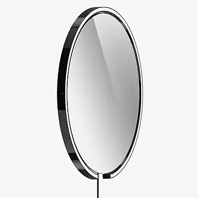 Occhio Mito Sfera Corda 60 LED Leuchtspiegel in Dark Chrome mit warmweißem Licht und schwarzem Kabel - Bild 1