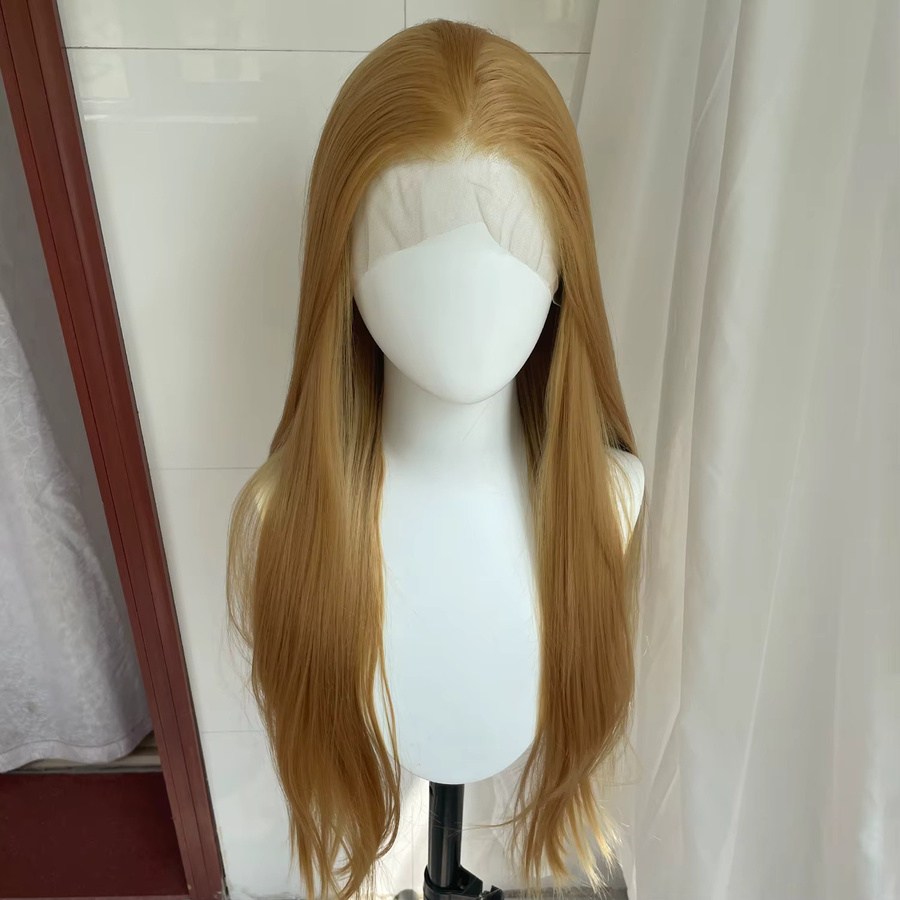 Artjosy Lace-Front-Perücke, goldblonde lange gerade Synthetik, 26 Zoll, Damen - Bild 2
