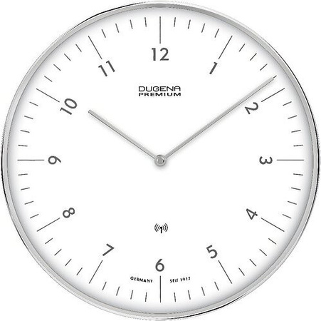 Dugena Wanduhr 7000998 analog mit Funksteuerung in Silber und Weiß, Durchmesser: 32 cm