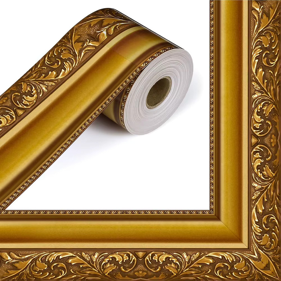 VIBRATITE 3D-Tapetenrahmen-Randaufkleber in Gold, wasserfester PET-Dekoraufkleber für Wand und Badezimmer, rechteckig - Bild 2