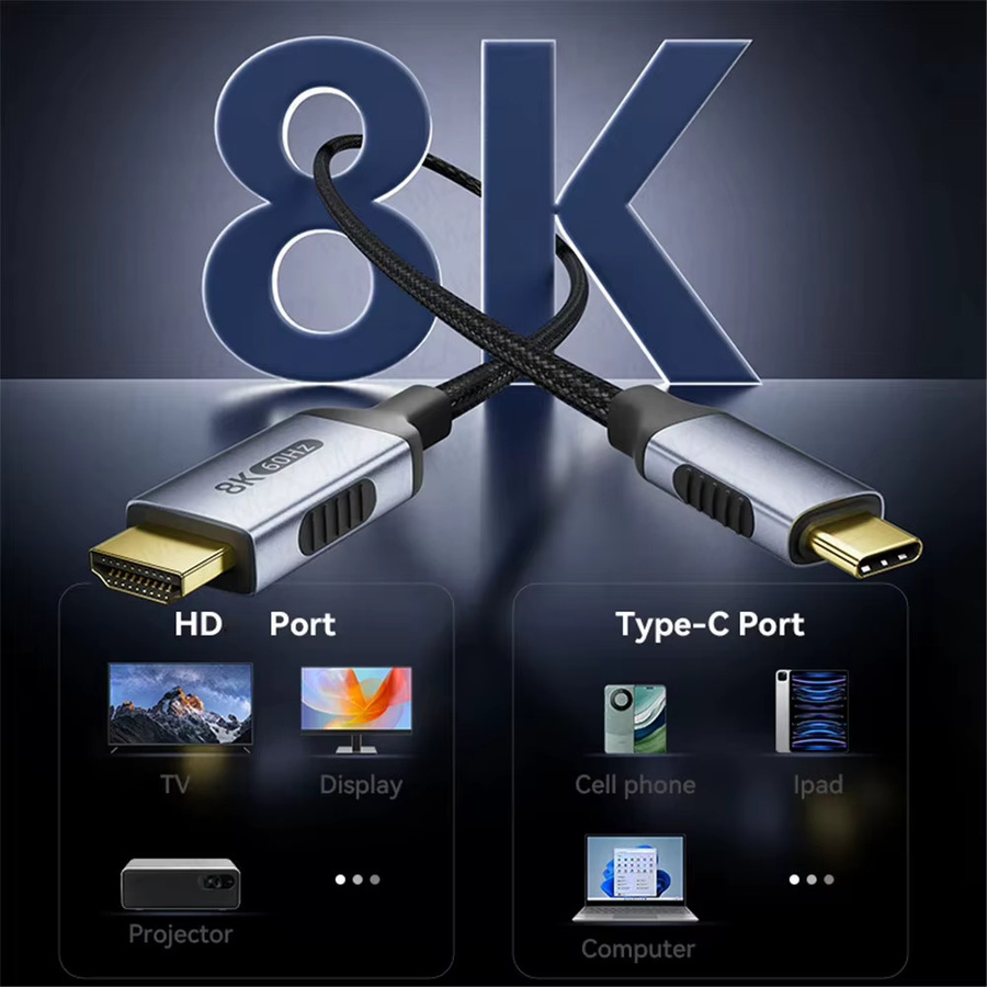 MZX USB Typ-C auf HDMI Kabel Konverter für 8K und 4K 60Hz 120Hz HDTV-Adapter für Laptop und TV - Bild 4