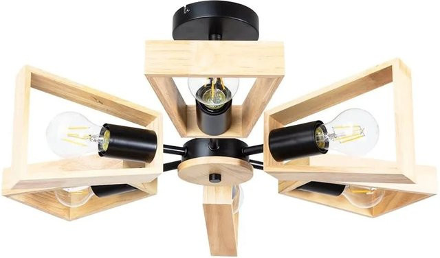 ARTE LAMP LED Kronleuchter im Loft-Design aus Holz und Metall in Weiß - Bild 1