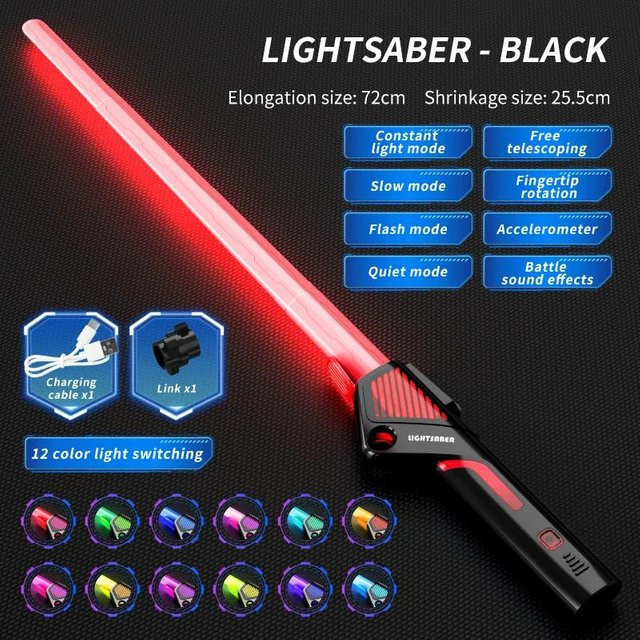 Yiran toy Bunte Leuchtende Schwertspielzeuge, Teleskopisch, Musik, Laser, 2-in-1, Drehend - Bild 1