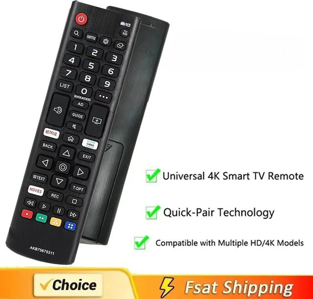 LG Fernbedienung AKB75675311 in Schwarz passend für LG SMART TV Modelle 43UK6300PUE, 32LK610BPUA, 49UK6300PUE und 55UK6300PUE - Bild 1