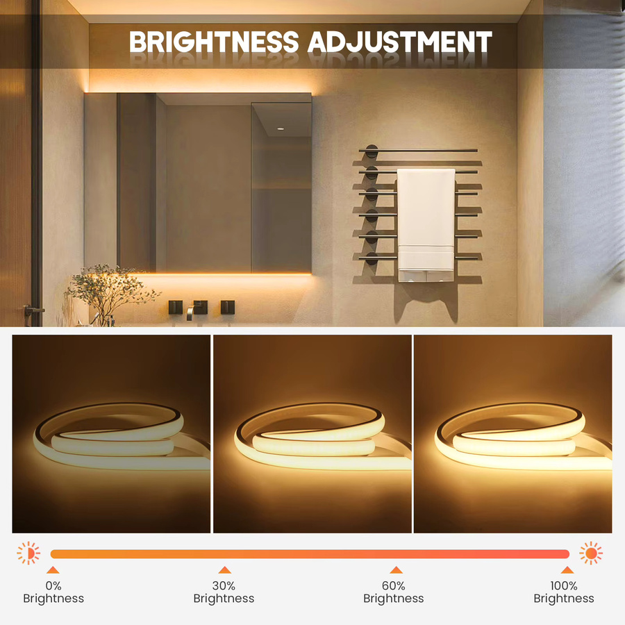 HEGEHE COB LED Neon Streifen in Weiß, IP67 Wasserdicht, Dimmbar mit Bluetooth WiFi App und Fernbedienung Steuerung, Flexibles Silikon Rohr Licht 220V - Bild 3