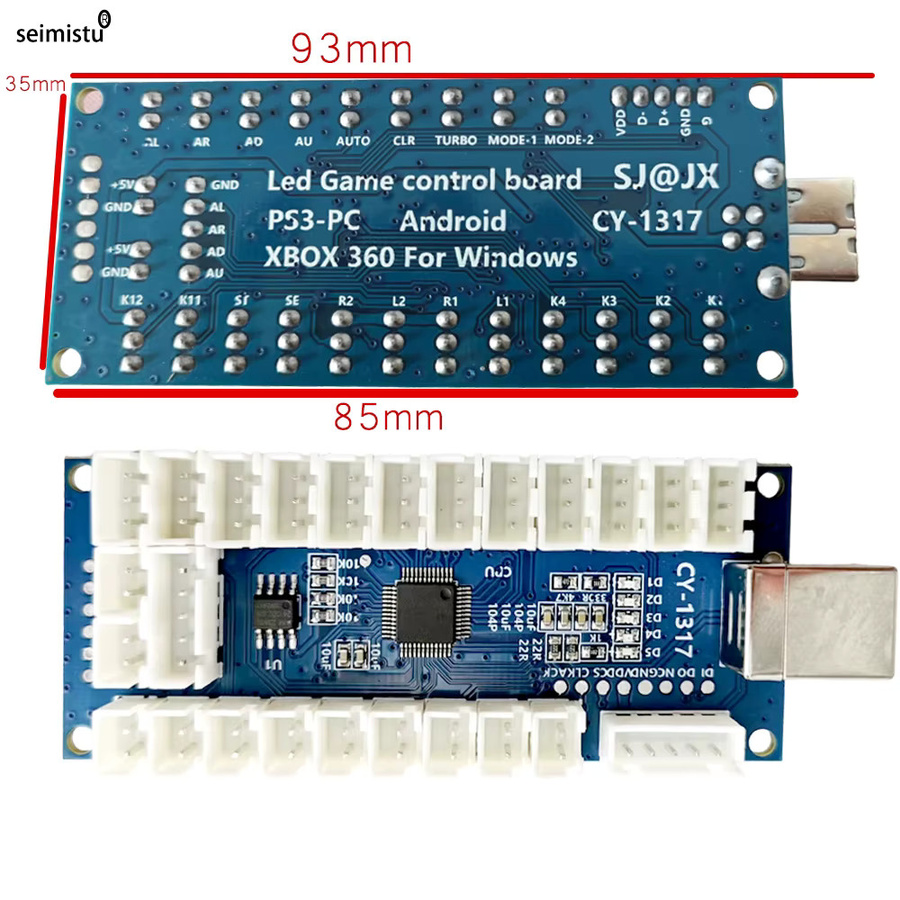 Seimistu USB Arcade Zero Delay Controller Kit für PC, PS3, PS4 und iOS mit Joystick-Encoder-Platine - Bild 4