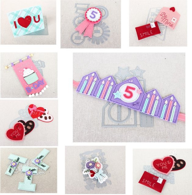 Silikon-Stanzformen und Metall-Stempel Set für Scrapbooking und Bastelarbeiten mit Blumen- und Schokoladenmotiven - Bild 1