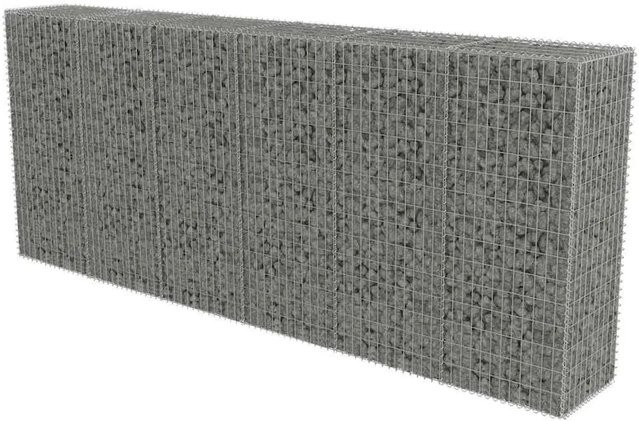 vidaXL Gabionenwand mit Abdeckung aus verzinktem Stahl in Silber/Grau, B/T/H: 300 x 50 x 150 cm - Bild 1