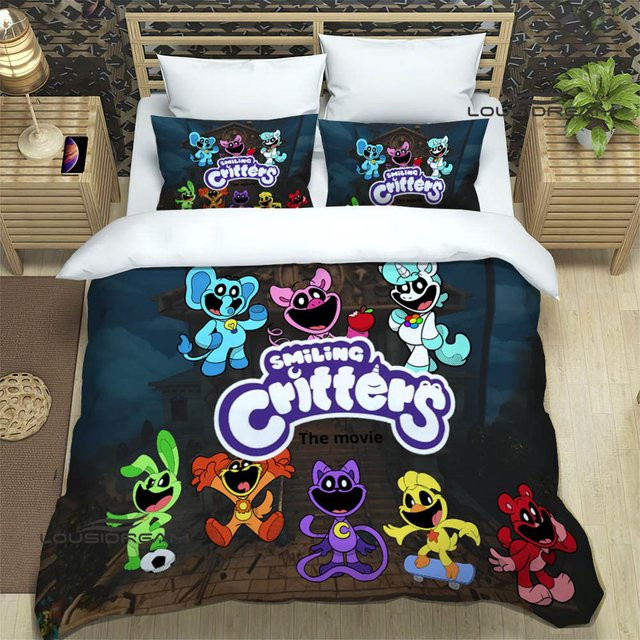 LOUSIDREAM Bettwäsche-Set mit Cartoon-Tier-Motiv in Blau, B/H: 135 x 200 cm - Bild 1