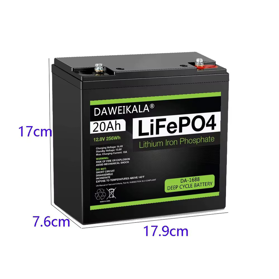 DAWEIKALA 12V LiFePo4 Lithium-Eisenphosphat Batterie 20Ah in Schwarz - Bild 2