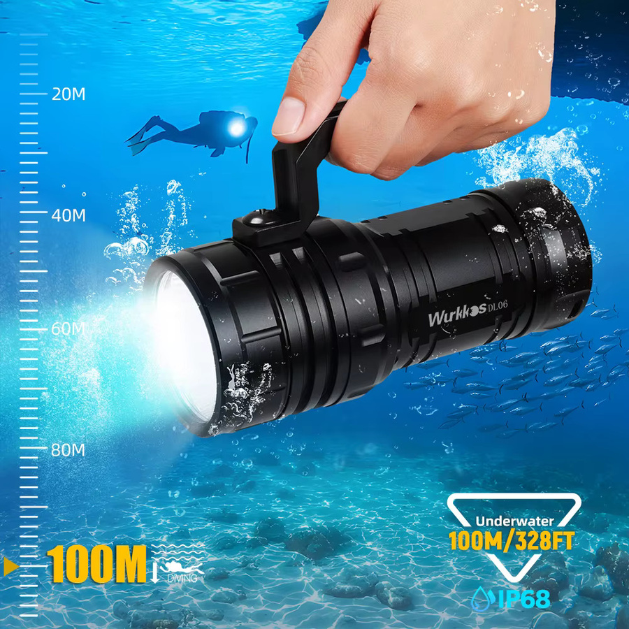 Wurkkos DL06 Hochleistungs-LED-Tauchlampe in Schwarz mit 15000 Lumen, IPX8 wasserdicht und Power Bank Funktion - Bild 2