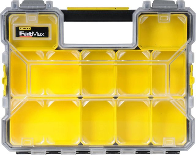 Stanley Fatmax Pro Organizer aus Kunststoff mit 10 flachen Fächern in Gelb und Transparent - Bild 1