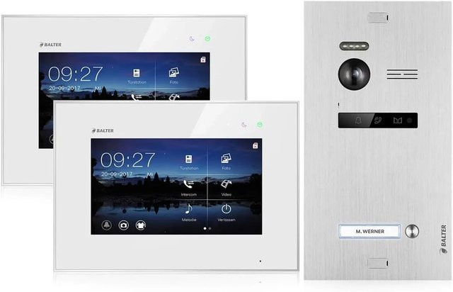 Balter EVO Video-Türsprechanlage für Einfamilienhäuser mit 2x 7 Zoll Monitor in Silber-Weiß - Bild 1
