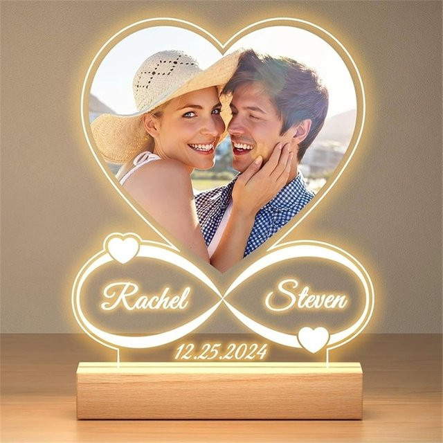 Personalisierte Acrylplakette mit Herzform von 4MELLY, individueller Foto-Liebesrahmen in Transparent für Jahrestag und Geburtstag - Bild 1