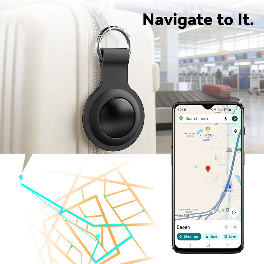 HIMOJO 6er-Pack GPS Tracker für Google Find My Device App, Schlüssel- und Gepäck-Ortungsgerät in Schwarz für Android-Geräte mit GMS - Bild 3