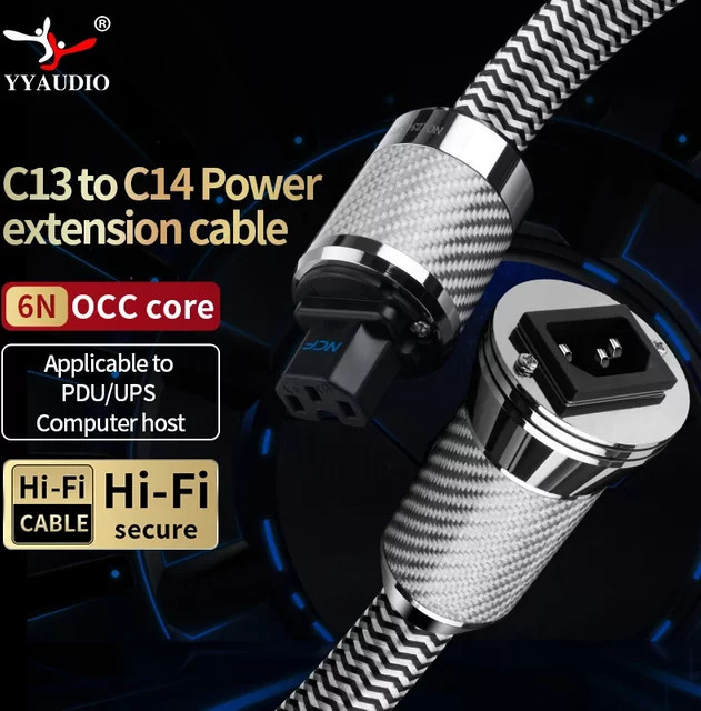 YYAUDIO Hifi Flux-50 NCF Power Filter Kabel mit Carbon Fiber und rhodinierten Steckern, Länge: 35 cm - Bild 1
