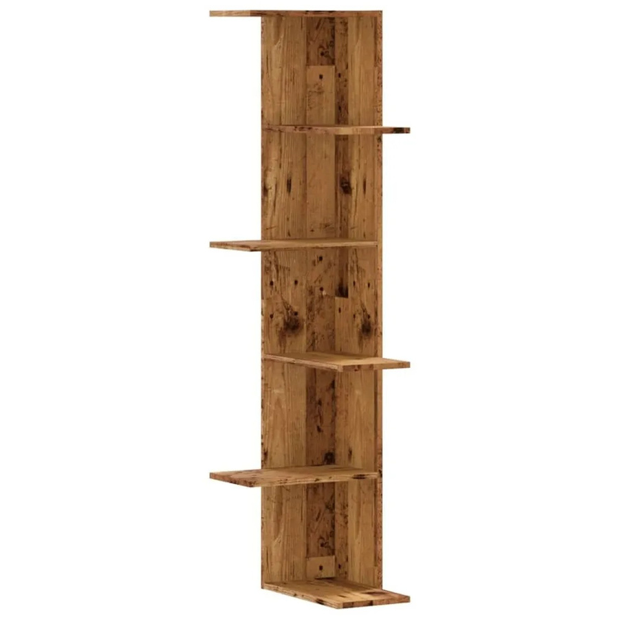 vidaXL Wand-Eckregal in Altholz-Optik, braun, B/T/H: 36,5 x 36,5 x 140 cm - Bild 2