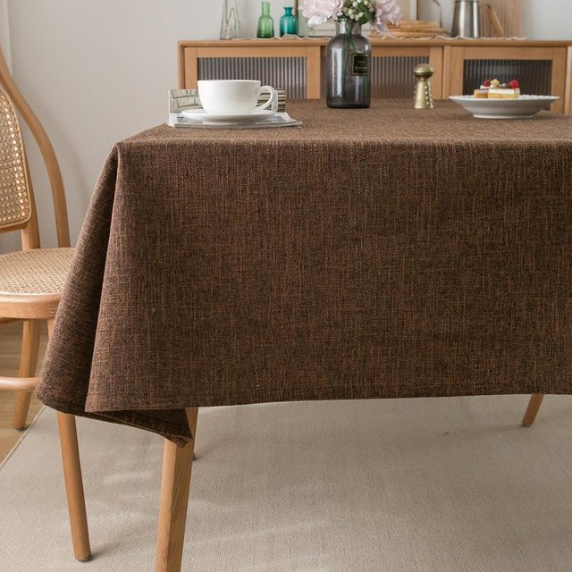Wasserdichte rechteckige Stoff-Tischdecke im Bauernhaus-Stil, kaffeebraun, B/T: 60 x 60 cm - Bild 1