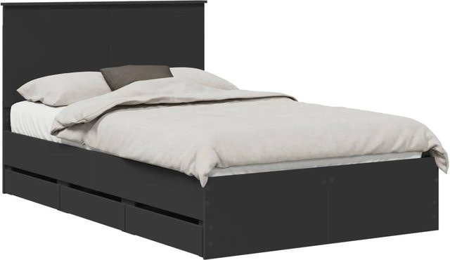 vidaXL Bettrahmen mit Schubladen in Schwarz aus Holzwerkstoff, B/T/H: 120 x 200 cm - Bild 1