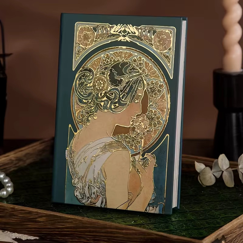 Vintage Magazin Notizbuch für Damen mit dreidimensionaler Vergoldung in Gold und Orange, Hardcover Reiseführer und College Planer aus Papier - Bild 2