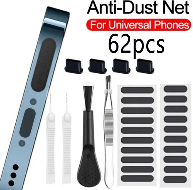 62-teiliges Telefon-Reinigungsset von abay zur Reinigung von iPhone, Kopfhörern und Ladeanschlüssen inklusive USB-C Staubstecker-Reiniger aus Kunststoff - Bild 1
