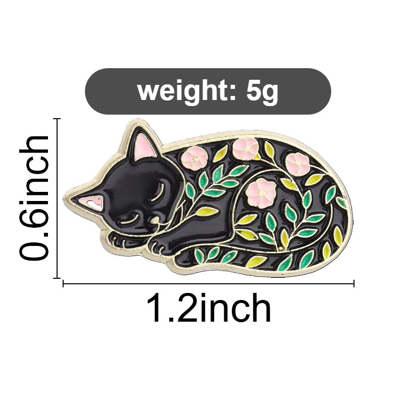 Miss Zoe Brosche, Schlafende schwarze Katze, Emaille, Schwarz, Unisex - Bild 2