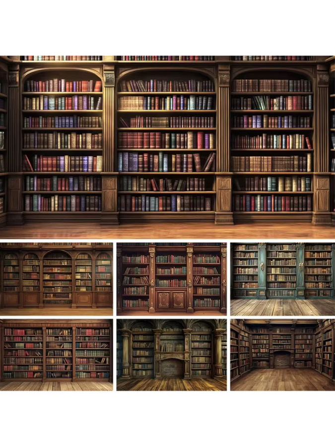 VIKAMA Wandteppich im Retro-Stil mit klassischer Buchkollektion als Wanddekoration - Bild 2