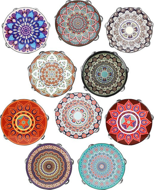 IRIN Tamburin, buntes hölzernes Tamburin, 8-Zoll - Bild 1