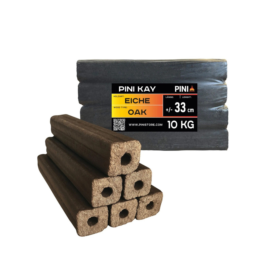 PINI Kay Eichenholzbriketts, 10 kg, braun, 33 cm lang, viereckig mit Zugloch - Bild 2