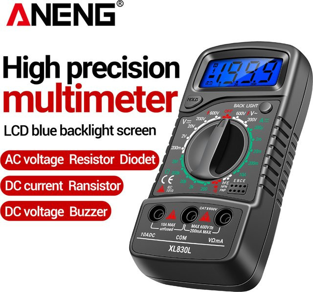 ANENG XL830L Multimeter mit Datenspeicherung und Hintergrundbeleuchtung in Schwarz - Bild 1
