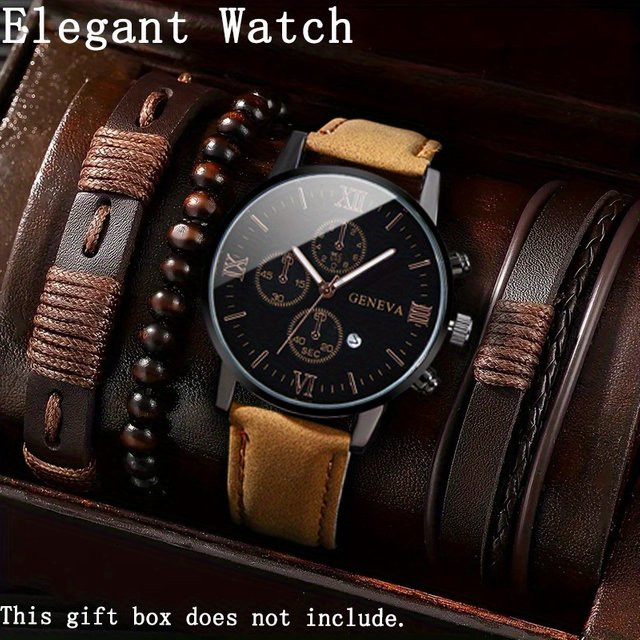 DEYROS Armbanduhr, Quarz, Leder, Schwarz, Herren - Bild 1