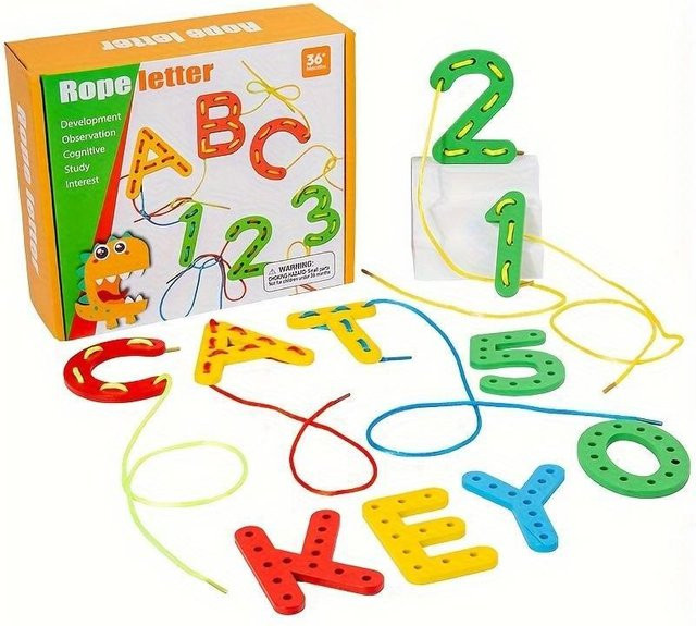 Favorite toy Montessori Zahlen Buchstaben Lernspielzeug, Holzblockspiel - Bild 1
