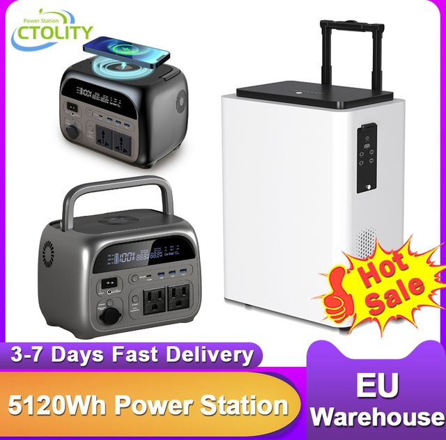 CTOLITY Camping-Kraftwerk 5000 W, tragbarer LiFePo4-Solargenerator mit 230 Wh und 345,6 Wh, 220 V AC, reine Sinuswelle, Schwarz - Bild 1