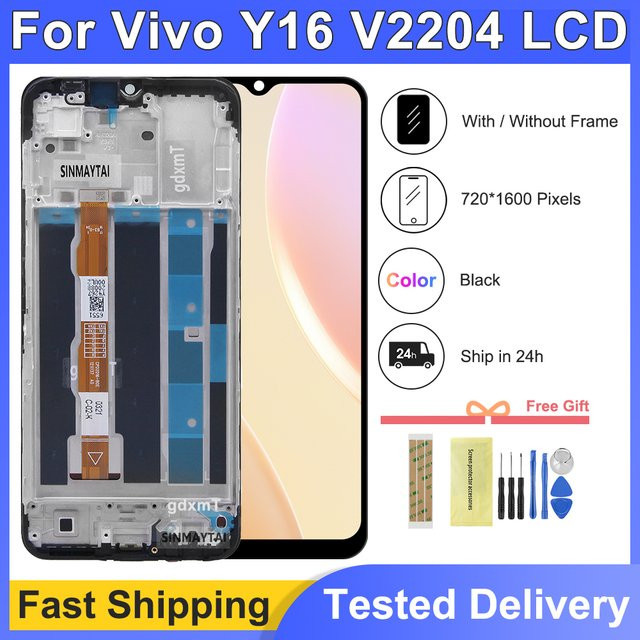Vivo Y16 LCD Display mit Touch Digitizer und Rahmen in Schwarz, 6,51 Zoll - Bild 1