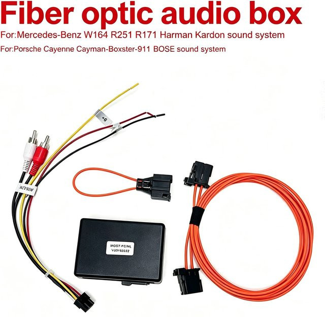 Auto Optische Faser Decoder Box Verstärker Adapter mit 3,5 mm Klinke für Porsche Cayenne, 911 und Mercedes Benz ML, R, GL, SLK in Schwarz - Bild 1