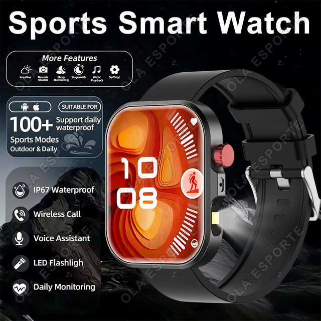 Ola Esporte Smartwatch, 2,01 Zoll, Grün, Silikon, Herren - Bild 1