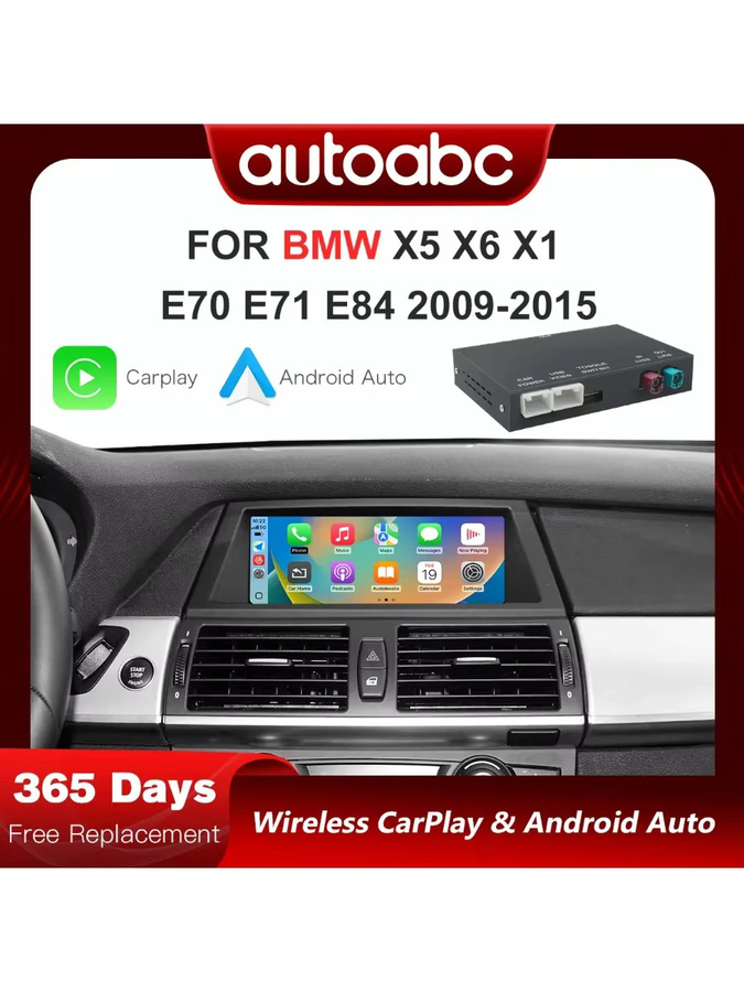 AUTOABC Drahtloses CarPlay und Android Auto Decoder Modul für BMW X1 E84 X5 E70 X6 E71 CIC (2009-2015) mit Bluetooth, GPS und Mirror Link in Schwarz - Bild 7
