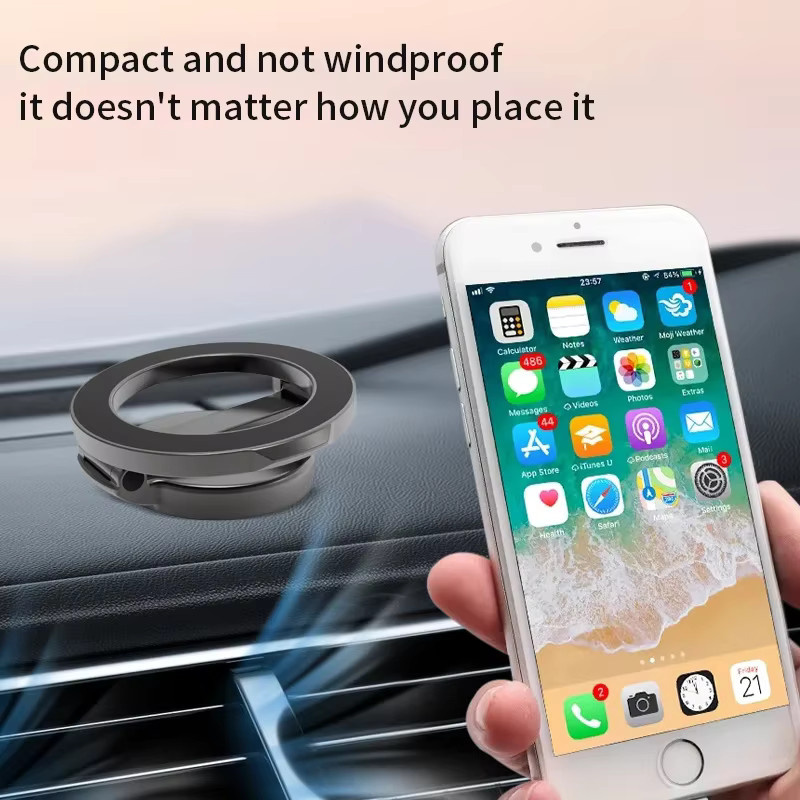 HTHwish Magnetischer Handyhalter für das Auto, 360 Grad drehbar und verstellbar, MagSafe kompatibel für iPhone 15, Samsung und Xiaomi, Farbe: Silber - Bild 2