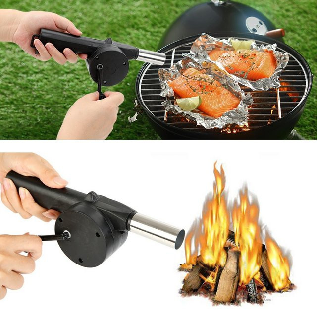 Tragbarer Handkurbel-Luftgebläse Feuerbalg in Schwarz für Camping und Grillen - Bild 1