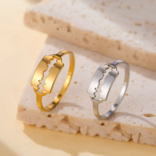 cazador Ring Rasierklingen-Form, Edelstahl, Gold, Unisex - Bild 1