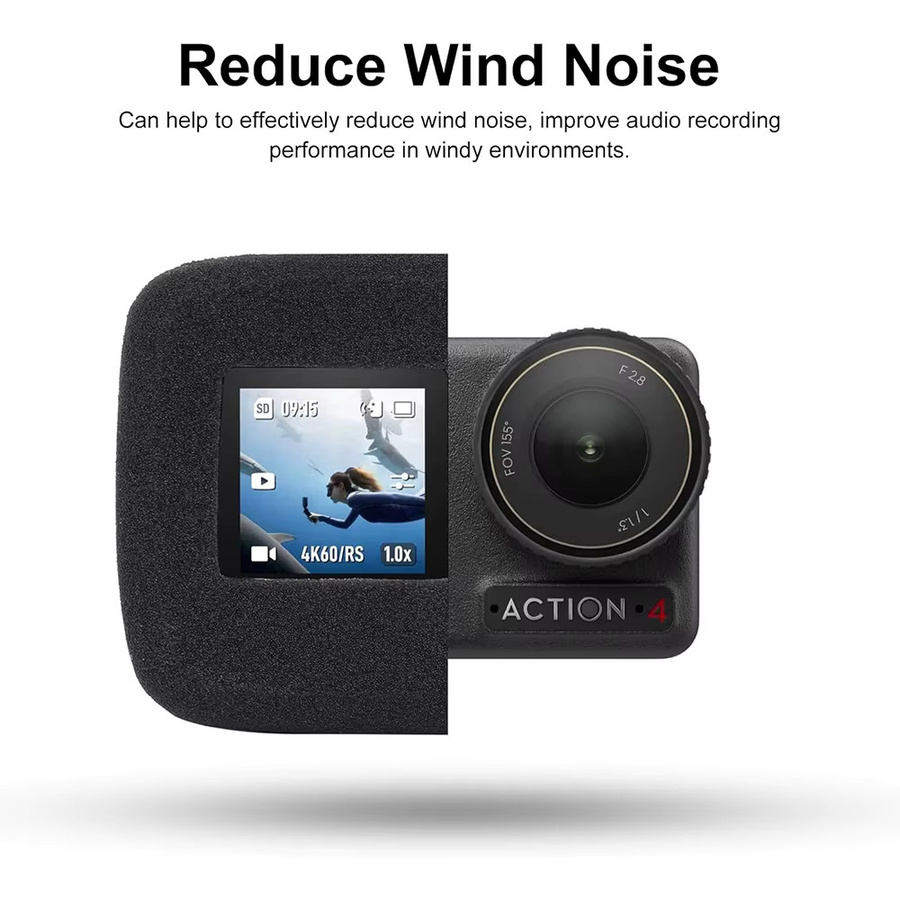 DJI Windschutzabdeckung aus Schwammschaum für Osmo Action 5 Pro, 4 und 3 in Schwarz zur Windgeräuschreduzierung - Bild 2