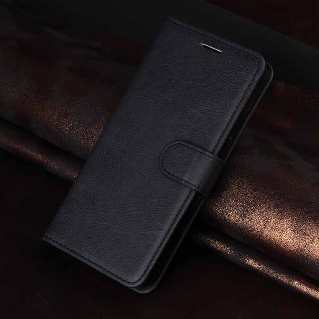 Tsimak Leder Wallet Handy Hülle für Samsung Galaxy A3 2017 A5 A7 A6 Plus A8 A9 J2 Pro J3 J4 Prime J5 J6 J7 J8 Flip in Schwarz - Bild 1