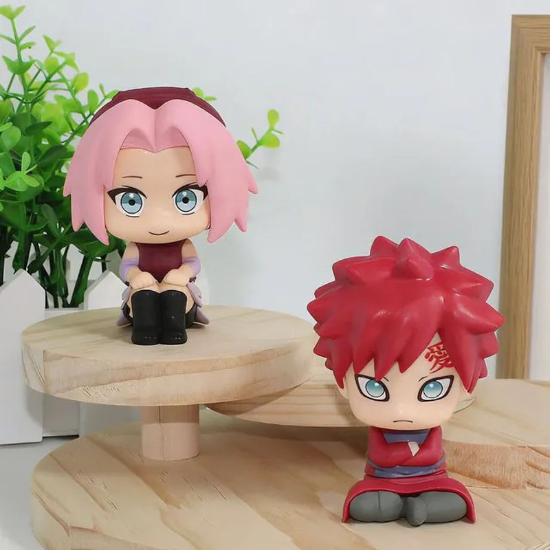 Bandai Naruto Chibi Figuren Gaara und Sakura als dekorative Kunststoff-Figuren in Mehrfarbig und Rot für dein Auto oder deinen Schreibtisch - Bild 1
