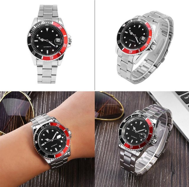 Winner Armbanduhr Automatik, Edelstahl, Schwarz, Herren - Bild 1