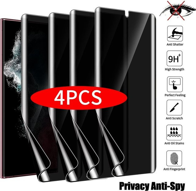 4 Stück Anti-Spionage Hydrogel-Folien für Samsung Galaxy S20 S21 FE S22 S23 S24 Plus Note 10 20 Ultra Privatsphäre-Displayschutz - Bild 1