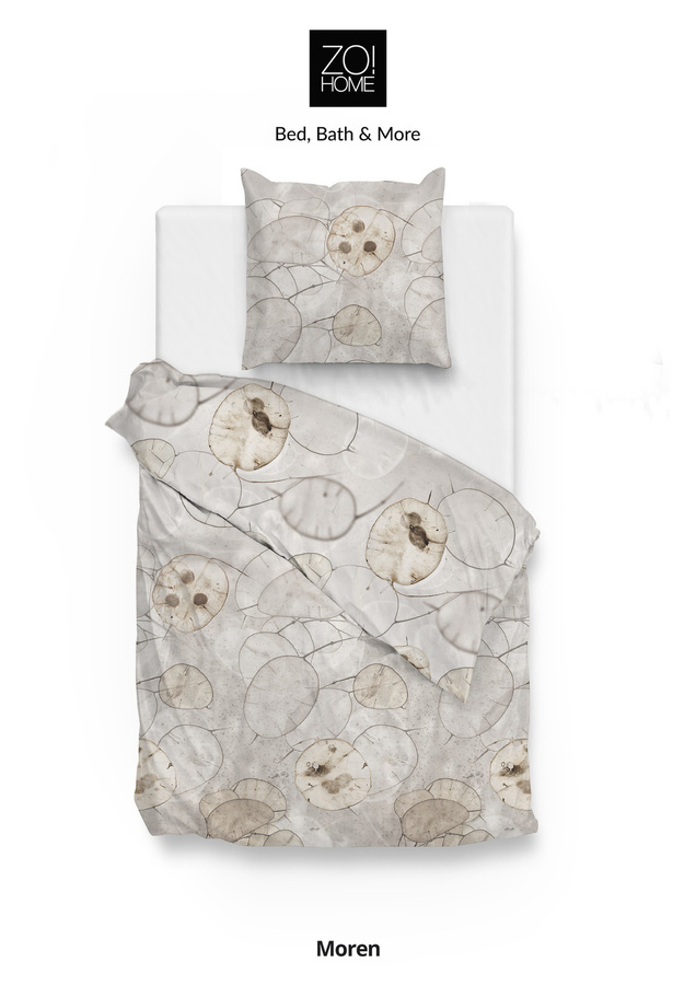 Zo! Home Cotton Bettwäsche Moren Taupe Silberblatt in Grau und Beige mit Bettbezug und Kissenbezug, B/H: 155 x 220 cm und 80 x 80 cm - Bild 1