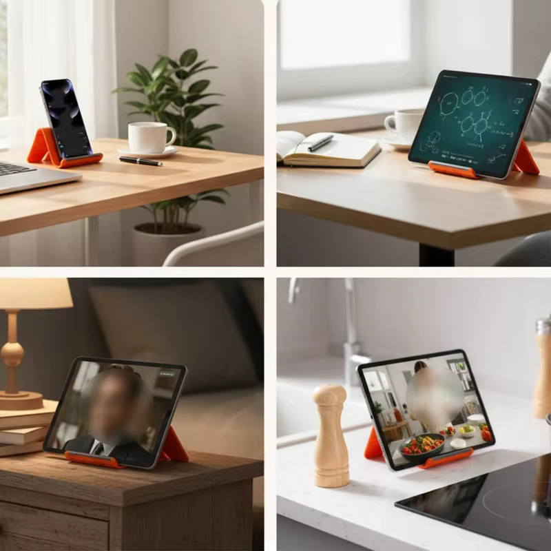 Multifunktionaler faltbarer Desktop-Halter für Telefon, Tablet und Laptop in Orange - Bild 3