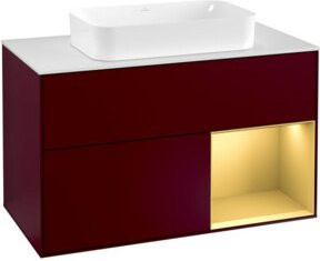 V&B Finion Waschtischunterschrank mit Wandbeleuchtung in Weiß Hochglanz, Breite: 100 cm - Bild 1