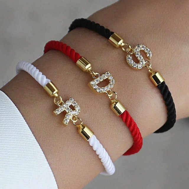 TrendVibeCN Armband, Kupfer-Zirkon-Buchstabenanhänger, Rosa, Damen - Bild 1