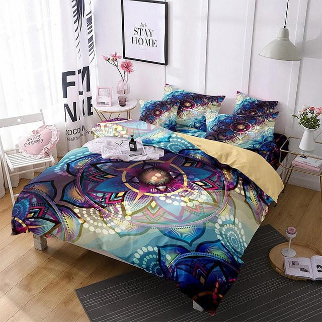 Bettwäsche Set Jessica Chen aus Mikrofaser mit 3D Mandala Druck im böhmischen Stil Verträumter Himmel Stechapfel, B/H: 135 x 200 cm, 3-teilig - Bild 1